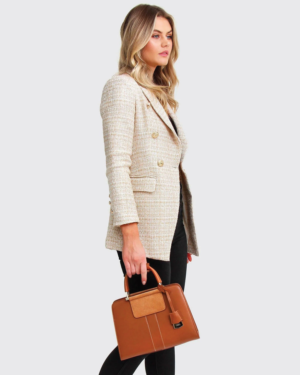 Camille Tailored Tweed Blazer – Beige Marle by Aurelia Sun