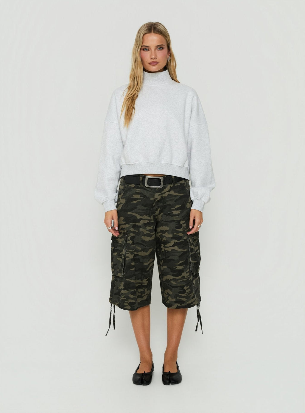 Funnel-Neck Drop-Shoulder Jumper – Grey