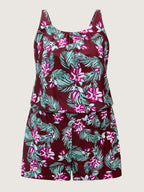 Plus Size Tropical Floral One-Piece Swimsuit