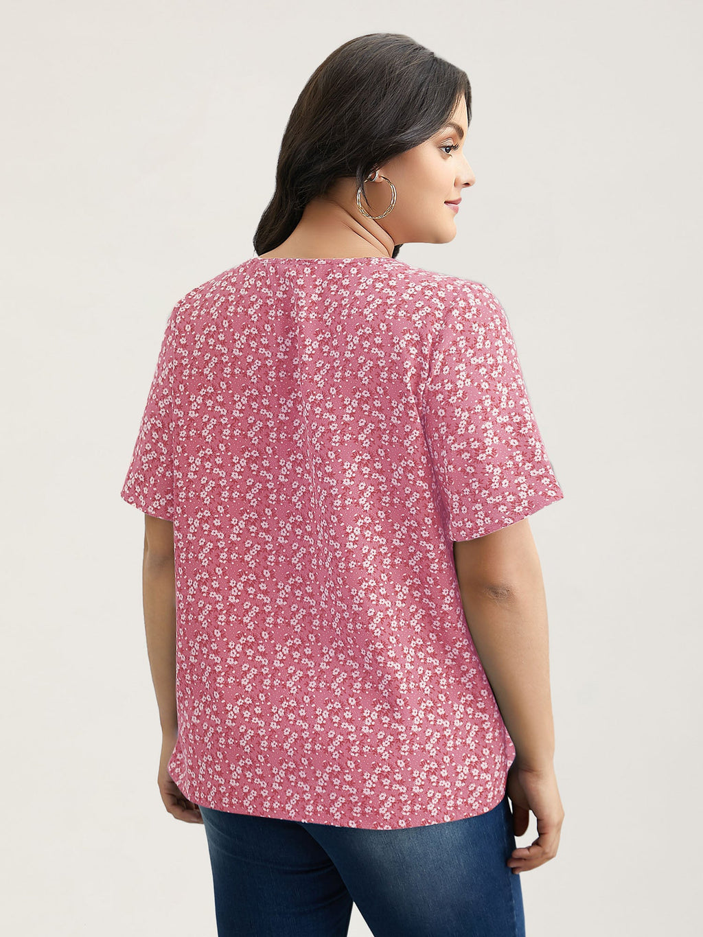 Plus Size Floral Ruffle-Sleeve Blouse