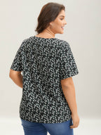 Plus Size Floral Ruffle-Sleeve Blouse
