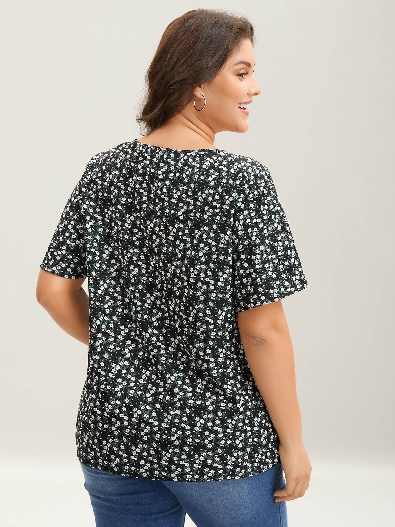 Plus Size Floral Ruffle-Sleeve Blouse