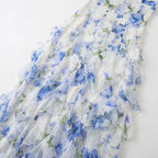 Floral Corset Ruffle Maxi Dress