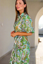 Leah Paisley Midi Shirt Dress – Green by Aurelia Sun