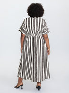 Plus Size Shirred Split-Hem Midi Dress