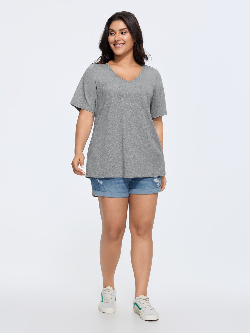 Plus Size Cotton V-Neck T-Shirt