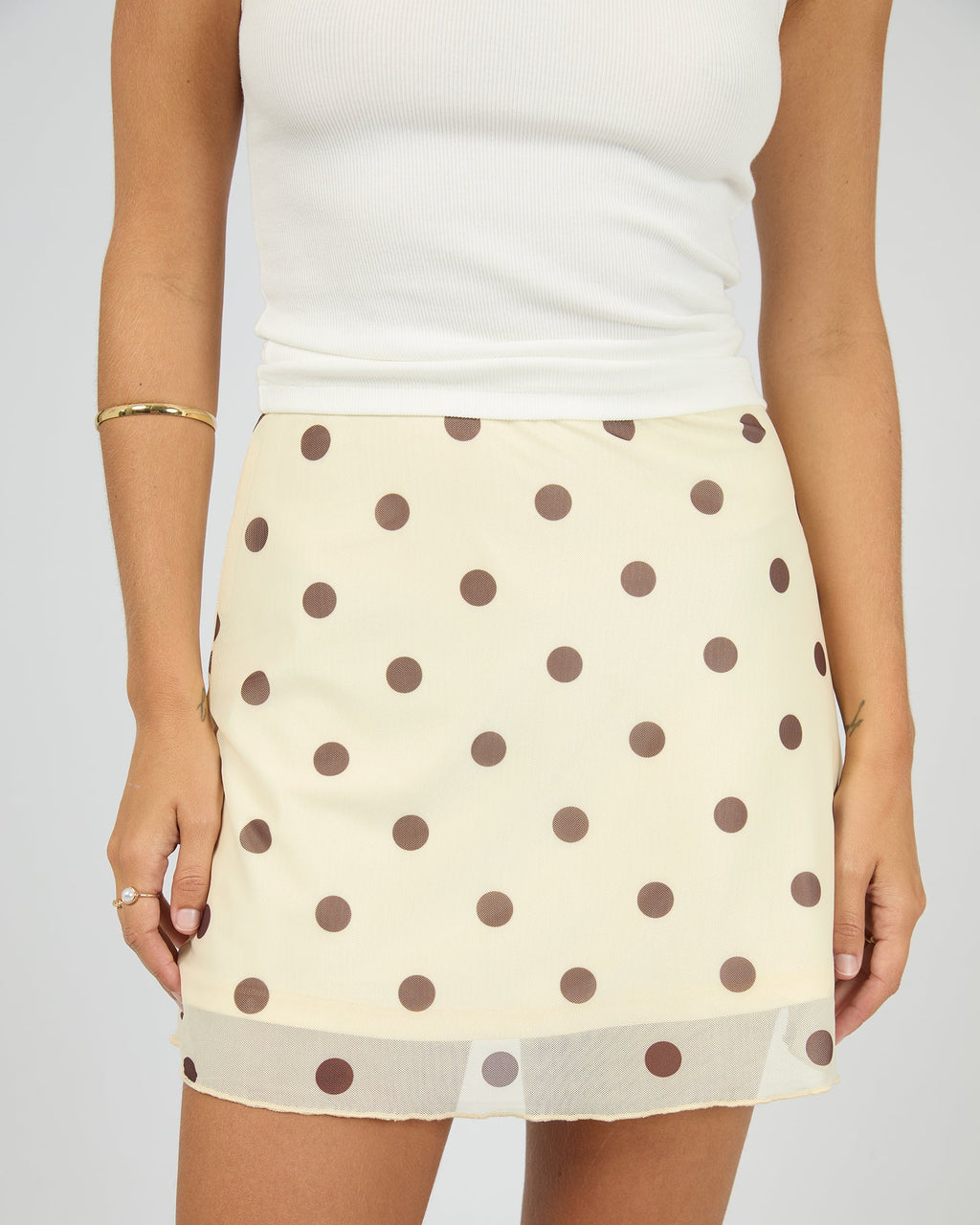 Cali Polka-Dot Ruffle Mini Skirt – Yellow in Yellow by Aurelia Sun