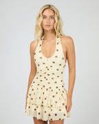 Cali Polka-Dot Halter Playsuit – Yellow in Yellow by Aurelia Sun