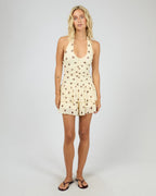 Cali Polka-Dot Halter Playsuit – Yellow in Yellow by Aurelia Sun