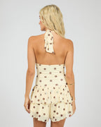 Cali Polka-Dot Halter Playsuit – Yellow in Yellow by Aurelia Sun