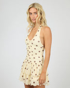 Cali Polka-Dot Halter Playsuit – Yellow in Yellow by Aurelia Sun