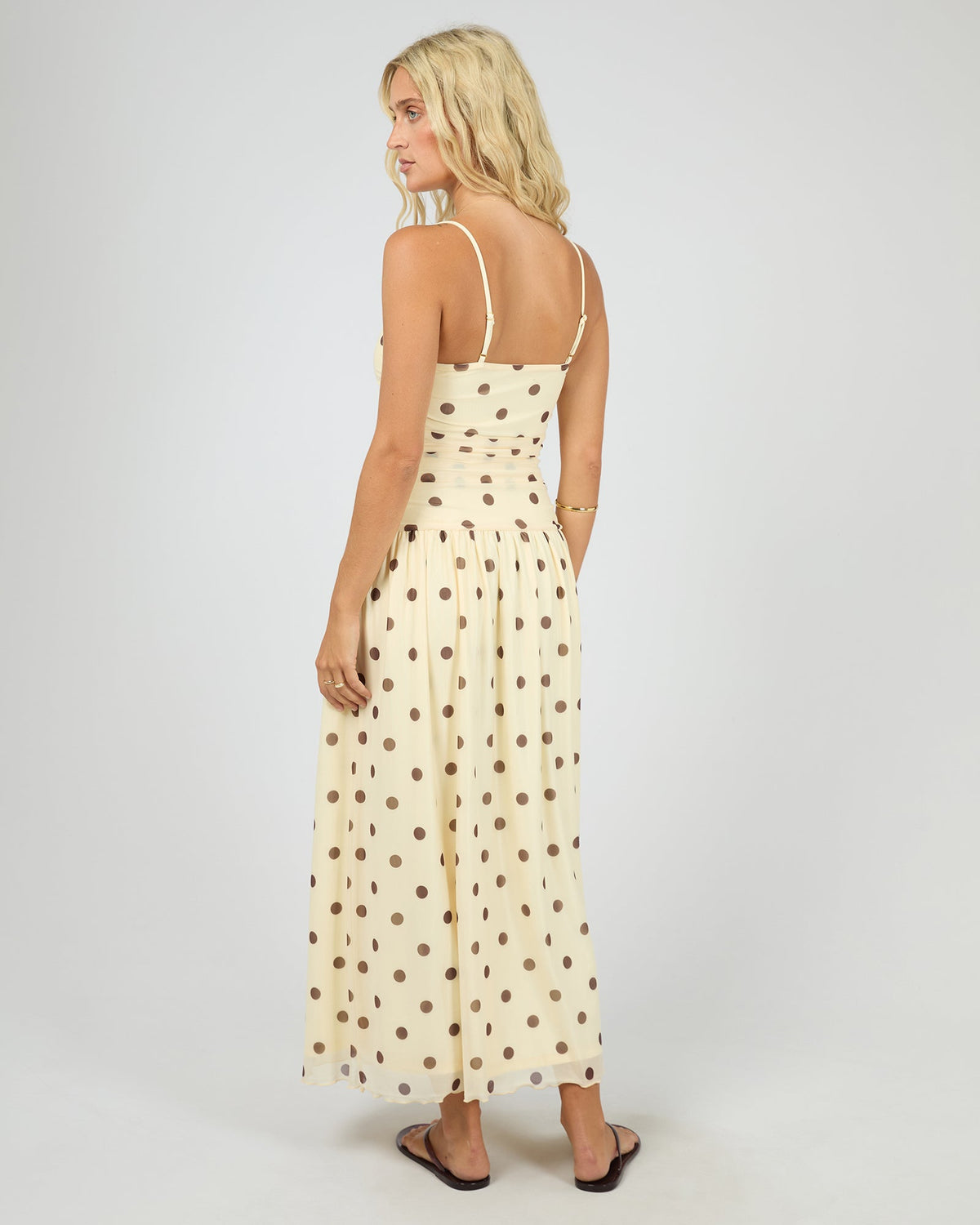 Cali Polka-Dot Mesh Maxi Dress – Yellow in Yellow by Aurelia Sun