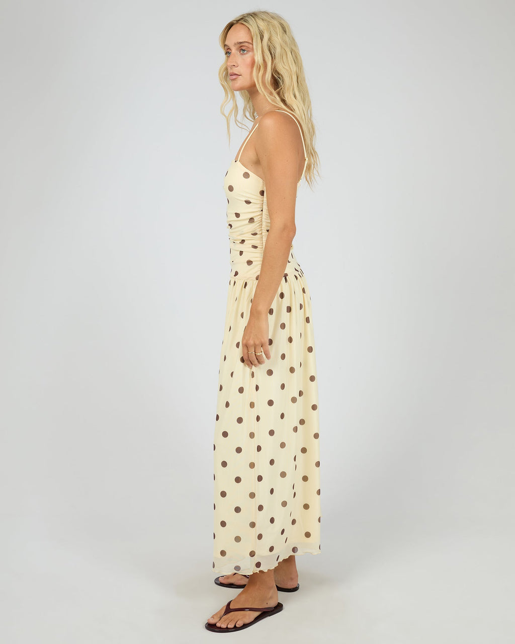 Cali Polka-Dot Mesh Maxi Dress – Yellow in Yellow by Aurelia Sun