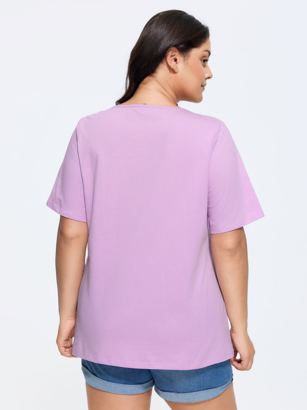 Plus Size Cotton V-Neck T-Shirt