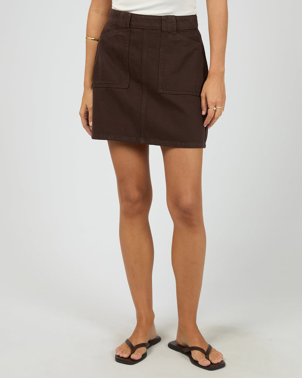 Becca High-Waist Denim Skirt – Brown in Brown by Aurelia Sun