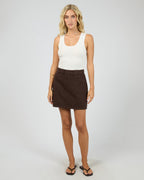 Becca High-Waist Denim Skirt – Brown in Brown by Aurelia Sun