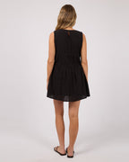 Heidi Ruched Cotton-Linen Mini Dress – Black in Black by Aurelia Sun