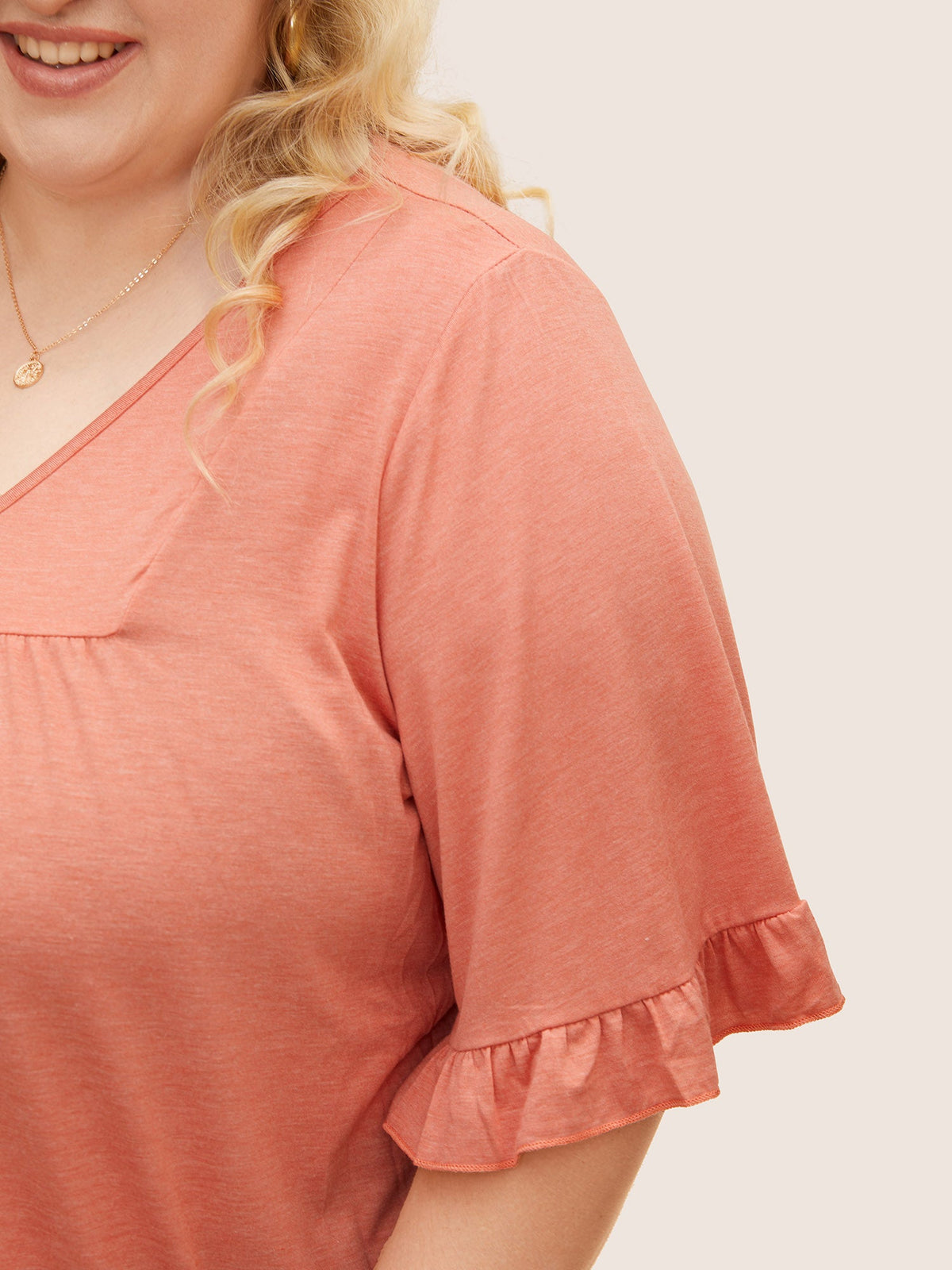 Plus Size Ruffle-Sleeve Jersey T-Shirt