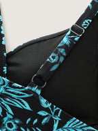 Plus Size Floral Swimsuit & Mesh Sarong Set