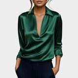 Seraphina Satin V-Neck Blouse