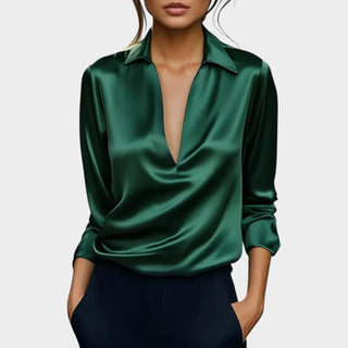 Seraphina Satin V-Neck Blouse