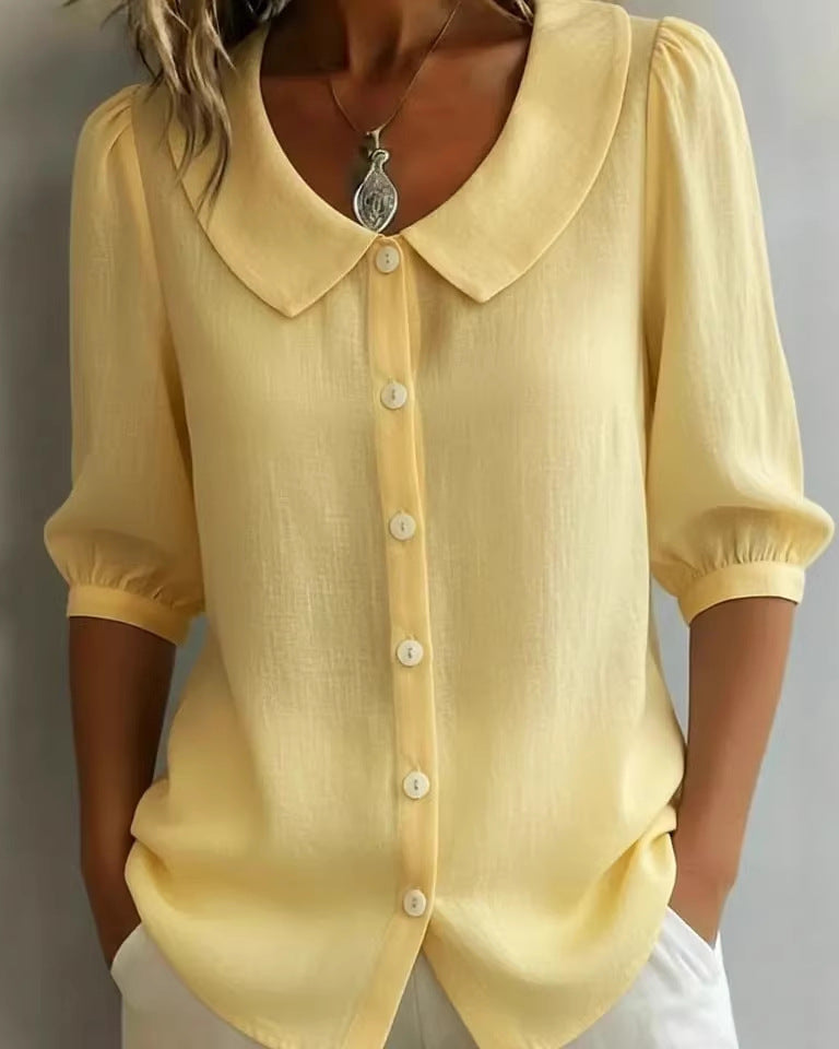 Women's Loose Short-Sleeve Blouse – Red