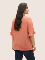 Plus Size Ruffle-Sleeve Jersey T-Shirt