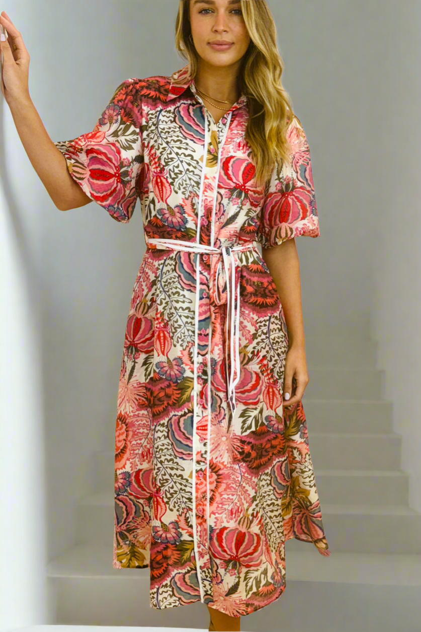 Leah Floral Midi Shirt Dress – Multi by Aurelia Sun