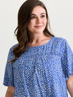 Plus Size Floral Ruffle-Sleeve Blouse