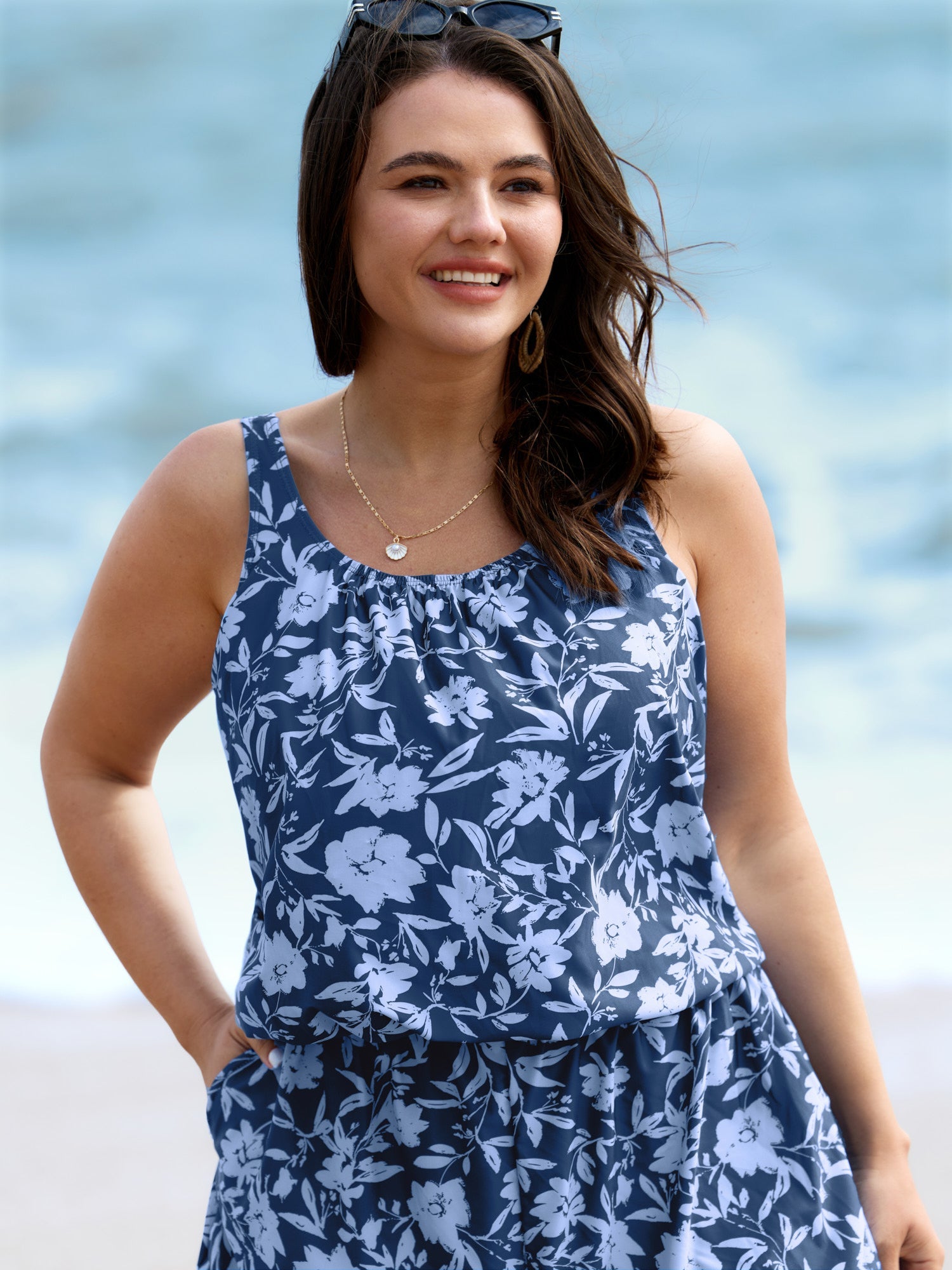 Plus Size Tropical Floral One-Piece Swimsuit
