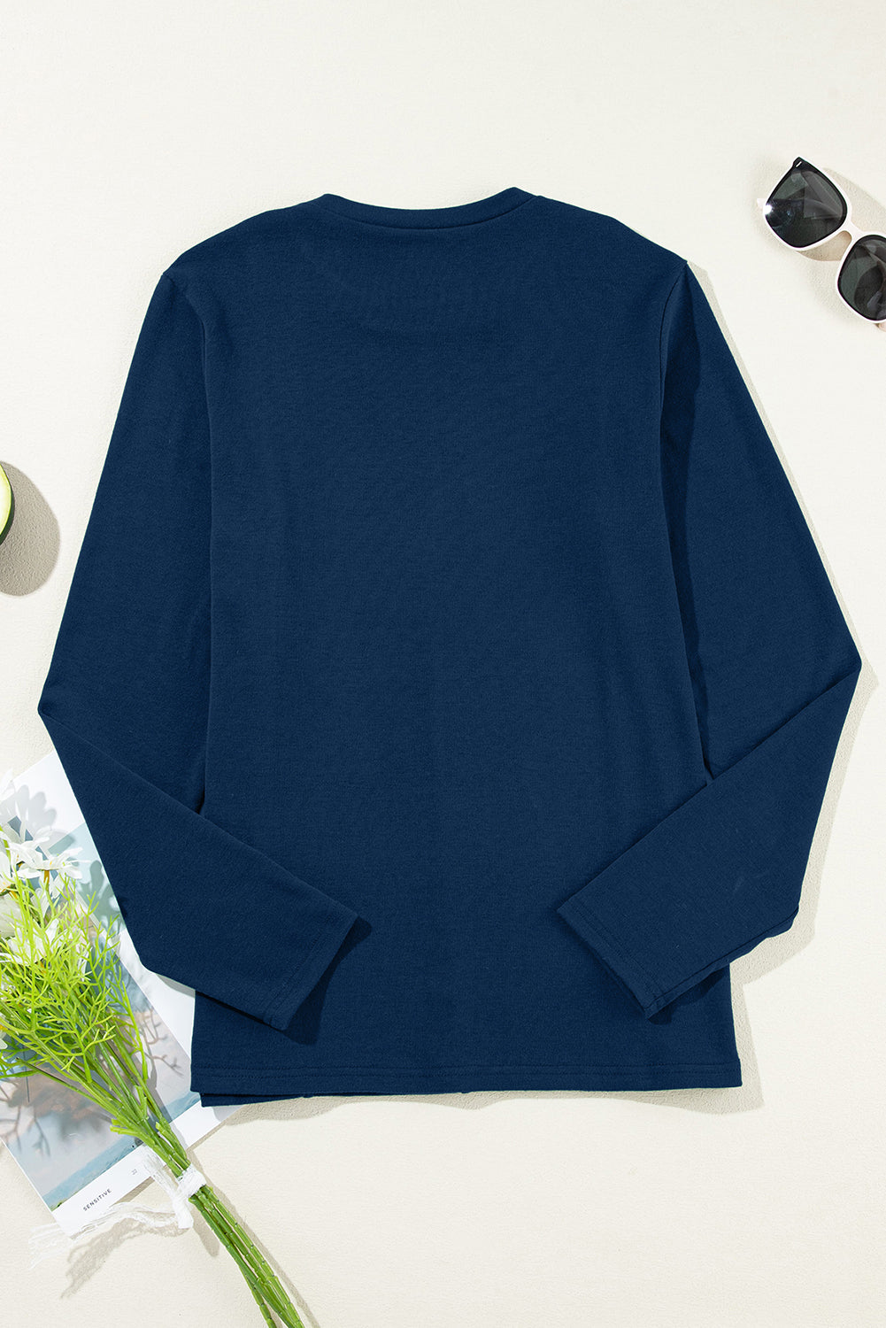 Women's Exposed-Seam Long-Sleeve Top – Navy