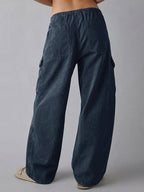 High-Waist Cotton Barrel Utility Pants