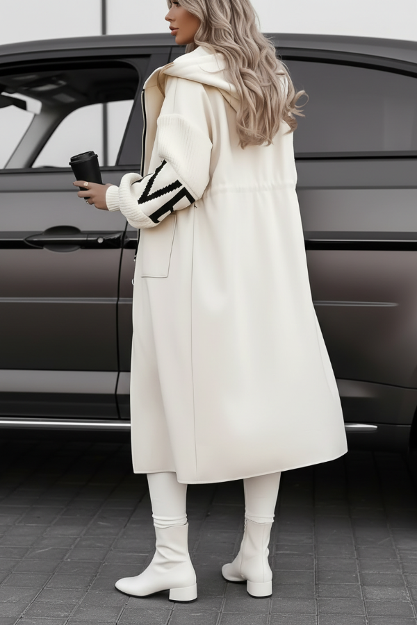 Kelly Cream Drawstring Hooded Coat