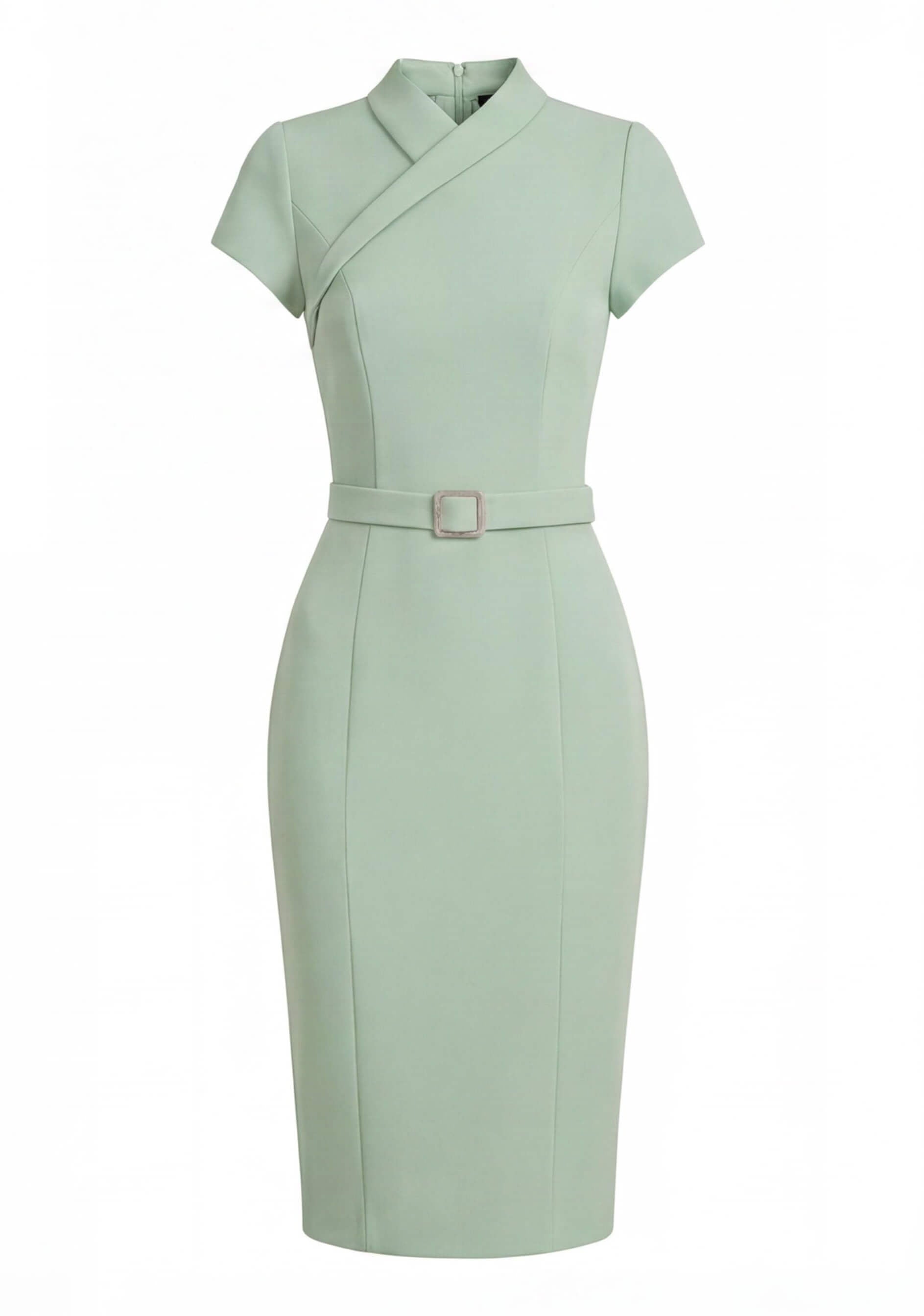 Wrap-Neck Cap-Sleeve Midi Dress