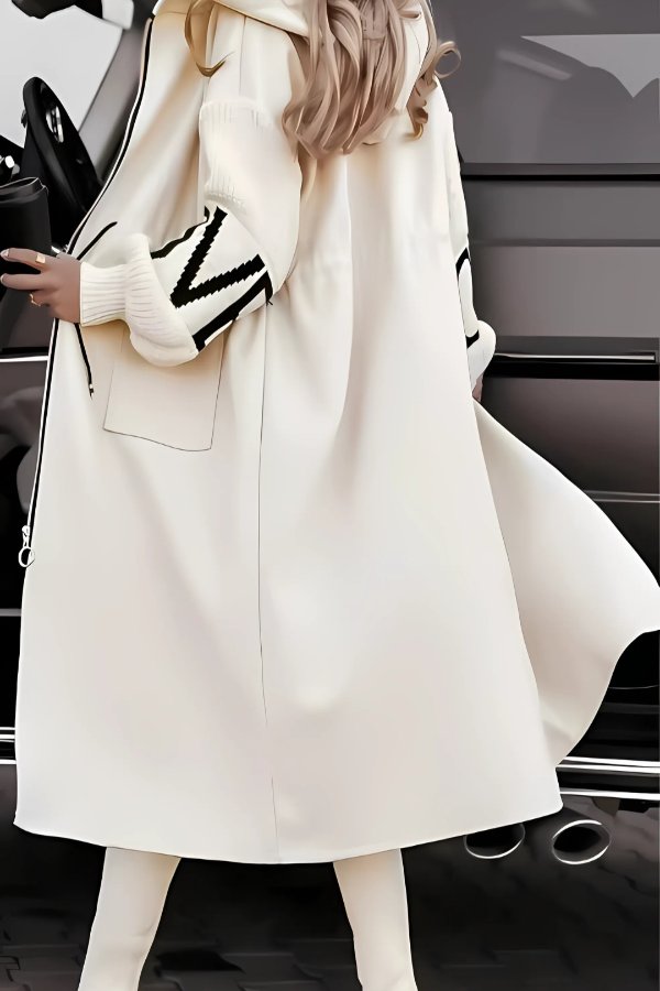 Kelly Cream Drawstring Hooded Coat