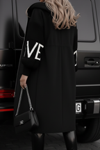 Kelly Black Drawstring Hooded Coat