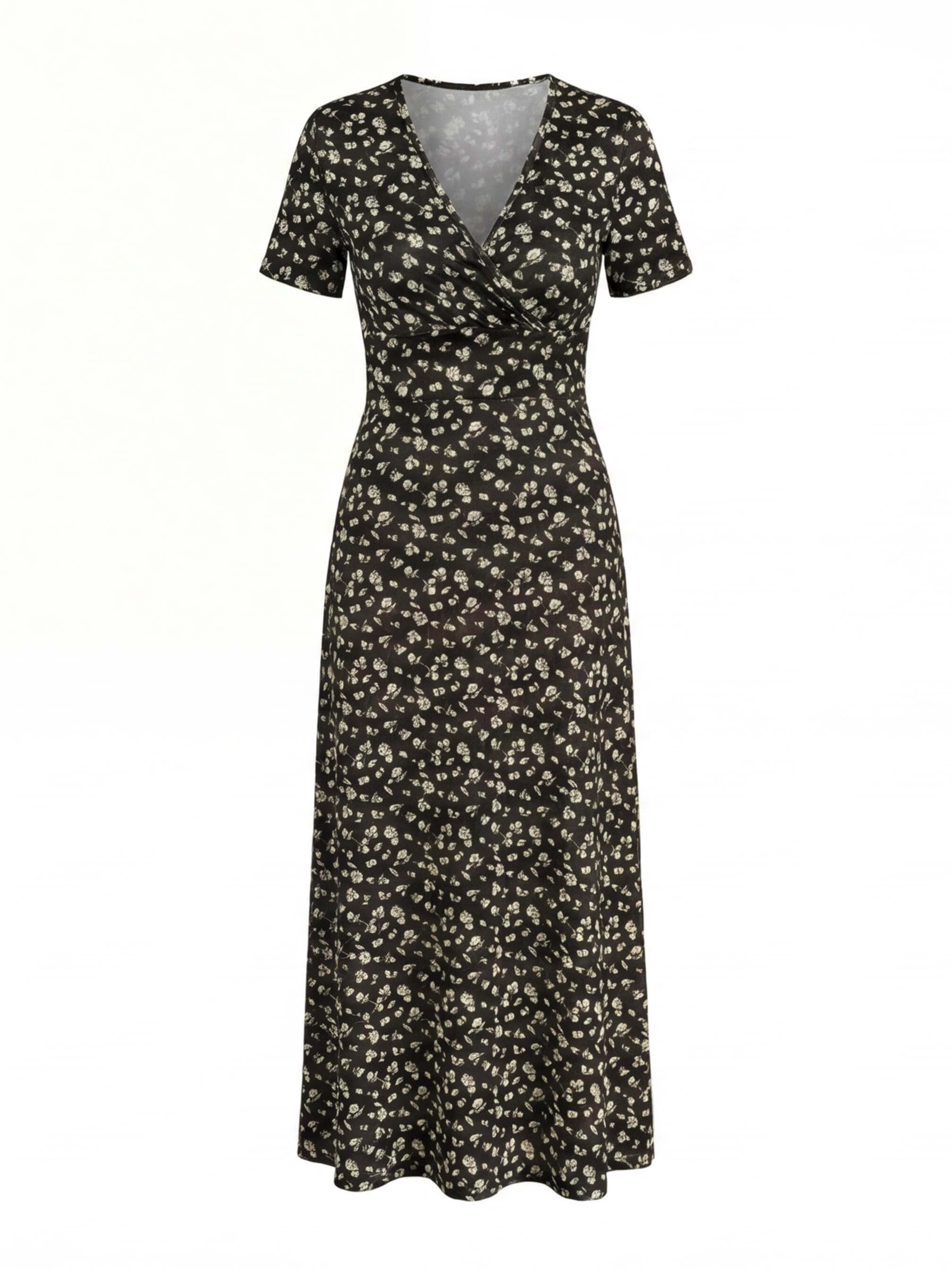 Floral Smocked V-Neck A-Line Dress