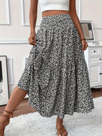 Elena Ditsy Floral Midi Skirt – Orange/Multi