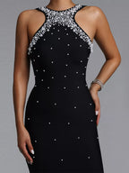 Women's Pearl Detail Sleeveless Maxi Dress
