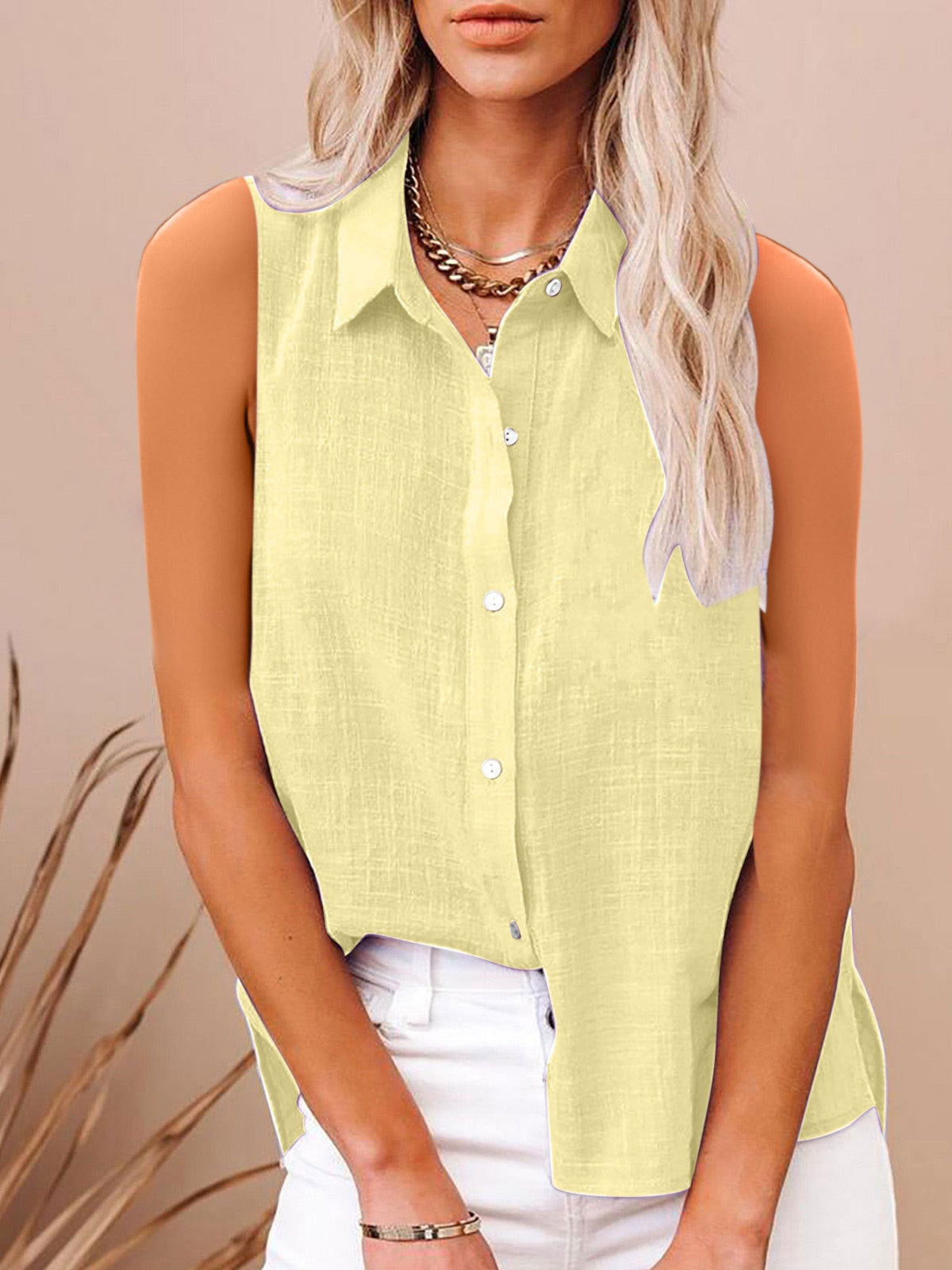 Women's Cotton Linen Sleeveless Blouse – Black