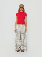 Wide-Leg Drawstring Sweatpants – Green Camo