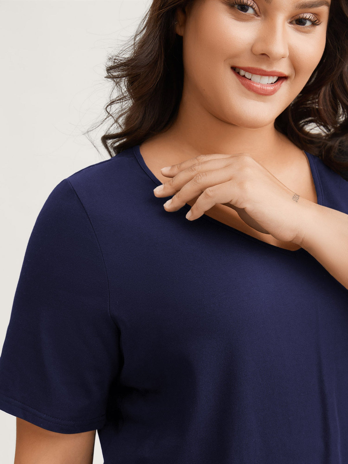 Plus Size Cotton V-Neck T-Shirt