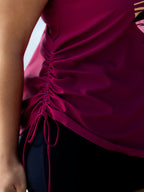 Plus Size Tropical Drawstring Swim Top