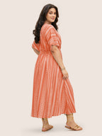 Plus Size Shirred Split-Hem Midi Dress