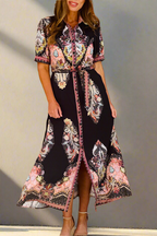 Gidget Embroidered Print Maxi Shirt Dress – Black by Aurelia Sun