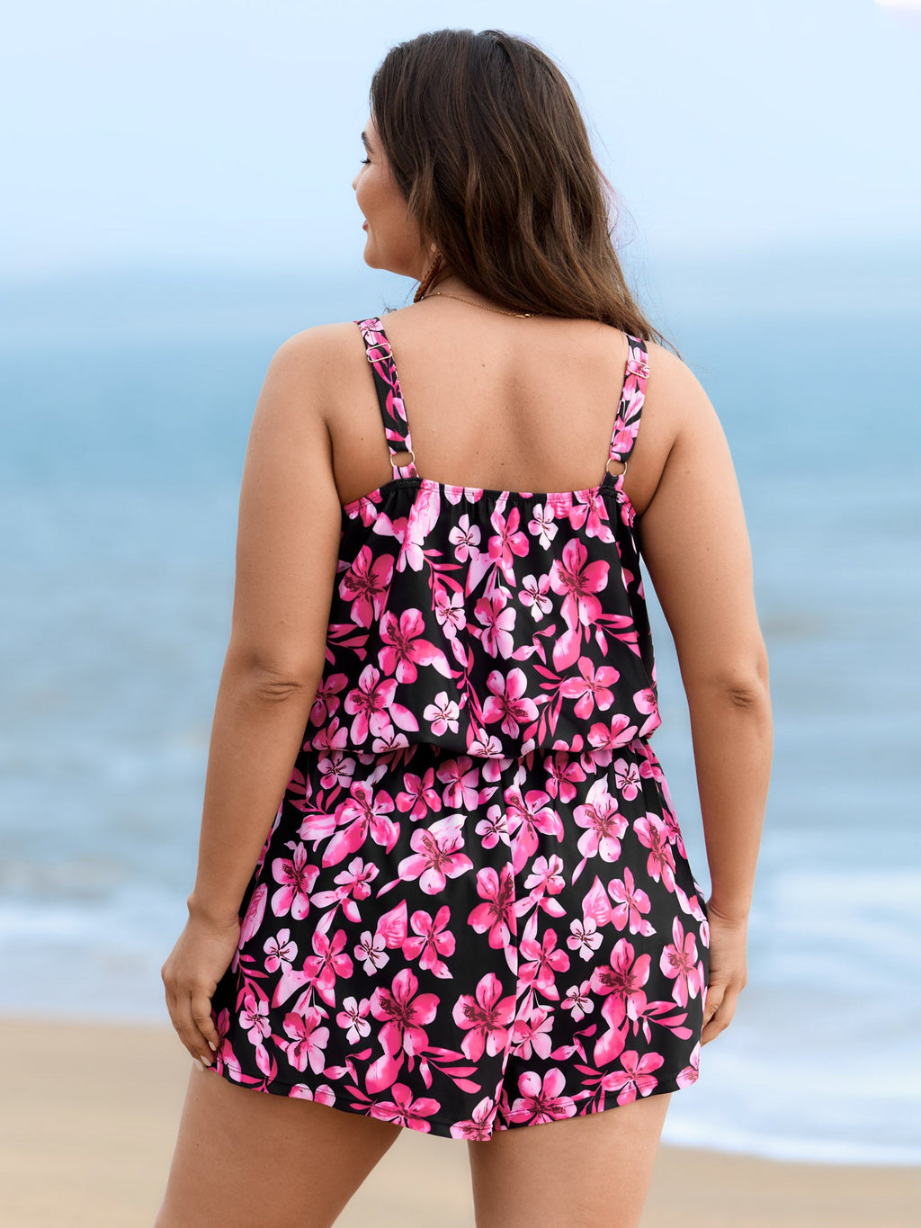 Plus Size Tropical Floral One-Piece Swimsuit