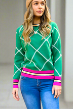 Milly Chain-Print Knit Jumper – Green by Aurelia Sun