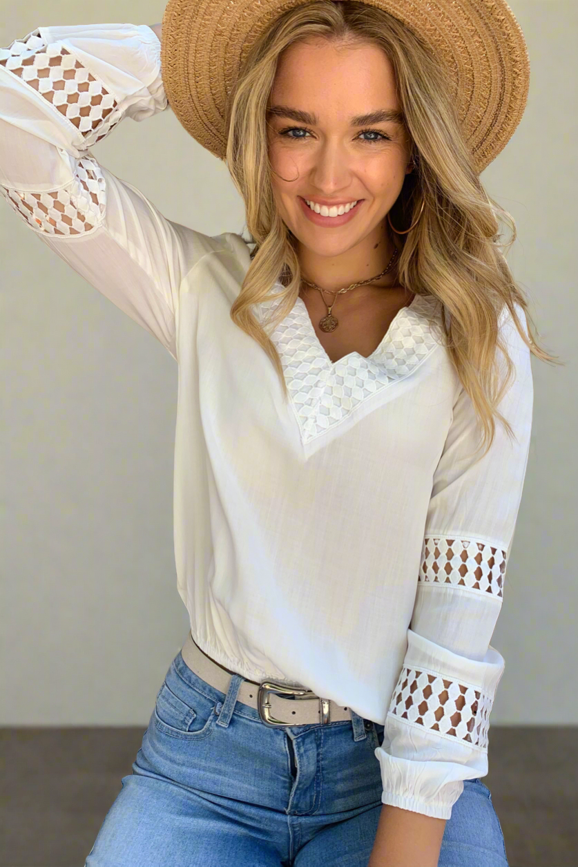 Alba Embroidered Cotton Blouse – White by Aurelia Sun