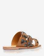 Eastwood Leather Slide – Tan/Silver by Aurelia Sun