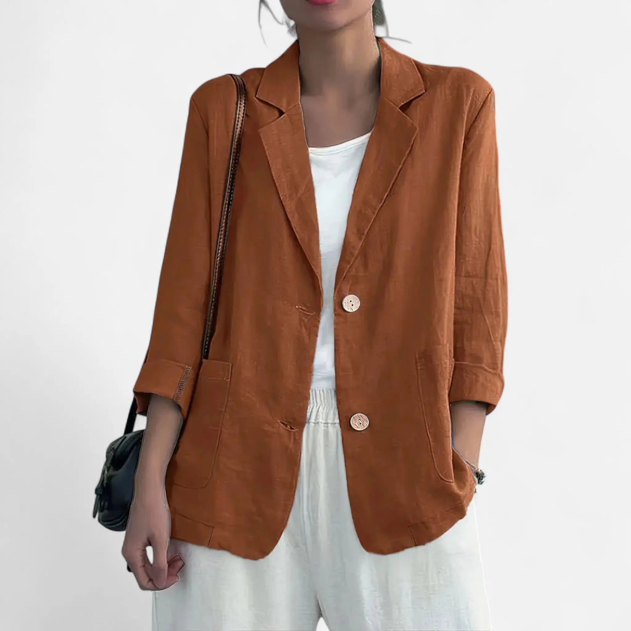 Tailored Linen-Blend Blazer